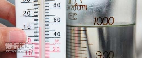 12℃时,97号汽油油面在1000毫升多之一小格的刻度上