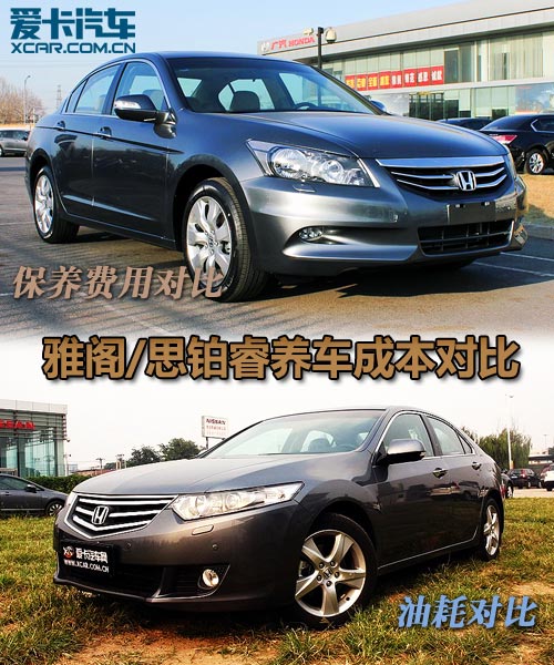 雅阁思铂睿养车成本对比
