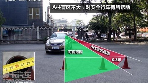 奇瑞E5视野:A柱盲区较小 各视野良好
