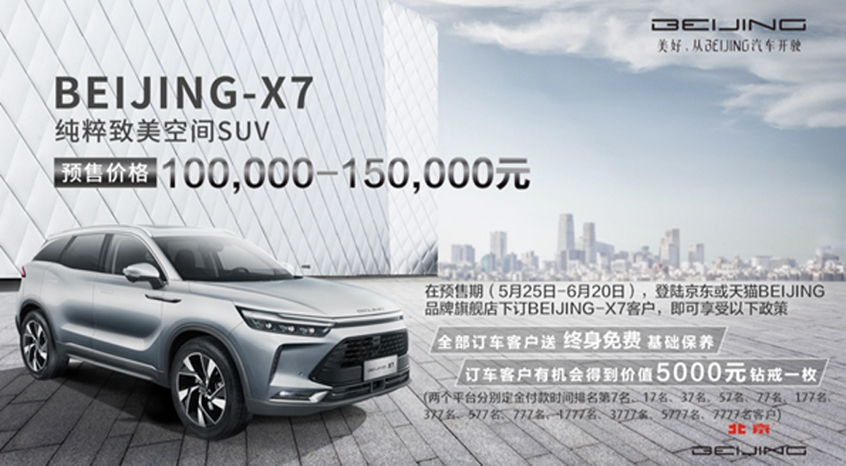 BEIJING-X7公布预售新政 将6月21日上市
