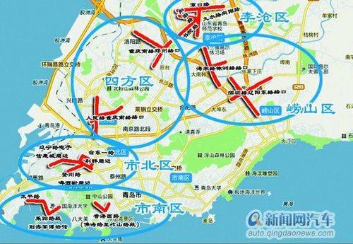 青岛交警公布五一堵车地图绕行路线发布