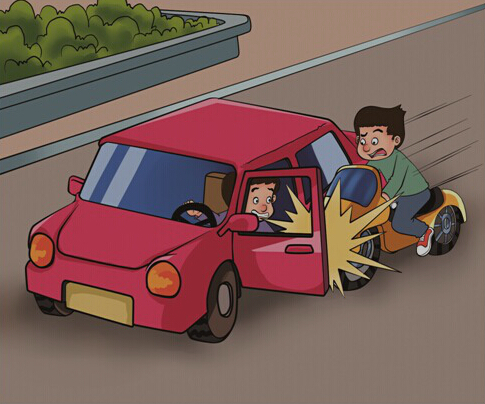 车险小漫画夏夜行人多谨慎开车门